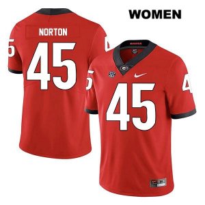 Women's Georgia Bulldogs NCAA #45 Bill Norton Nike Stitched Red Legend Authentic College Football Jersey VQU4554DD